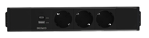 Eluttag under bord 3 strömuttag + USB-A + USB-C kedjekoppling