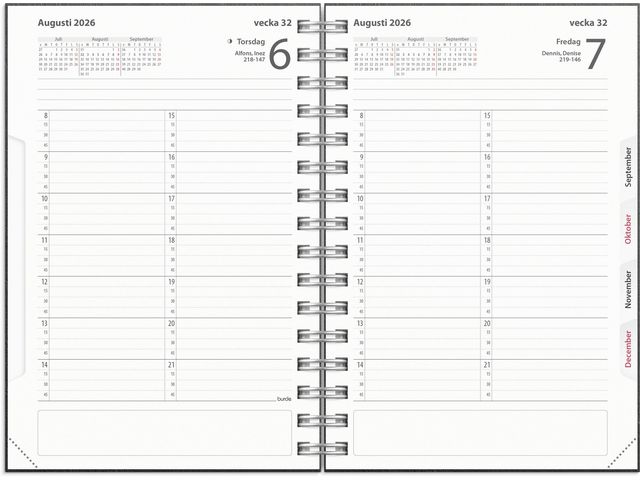 Tidkalender 2026 svart