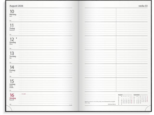 Kontorskalender 2026 svart