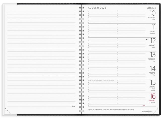 Stor Veckokalender 2026 plast svart
