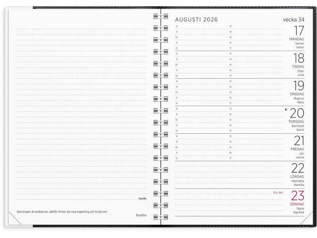 Liten Veckokalender 2026 svart