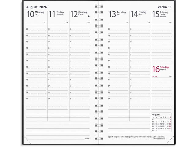Kalender Interplano II 2026 plast svart