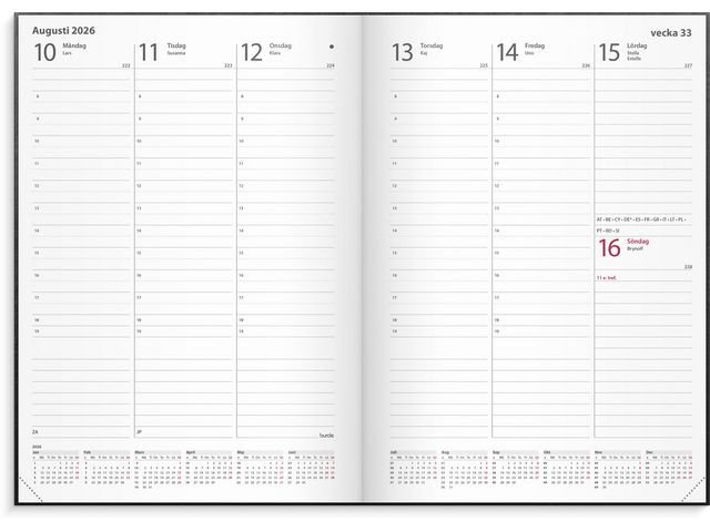 Kalender Weekly A5 2026 konstl inb svart