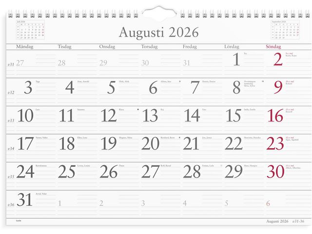 Väggkalender Månadskalendern 2026