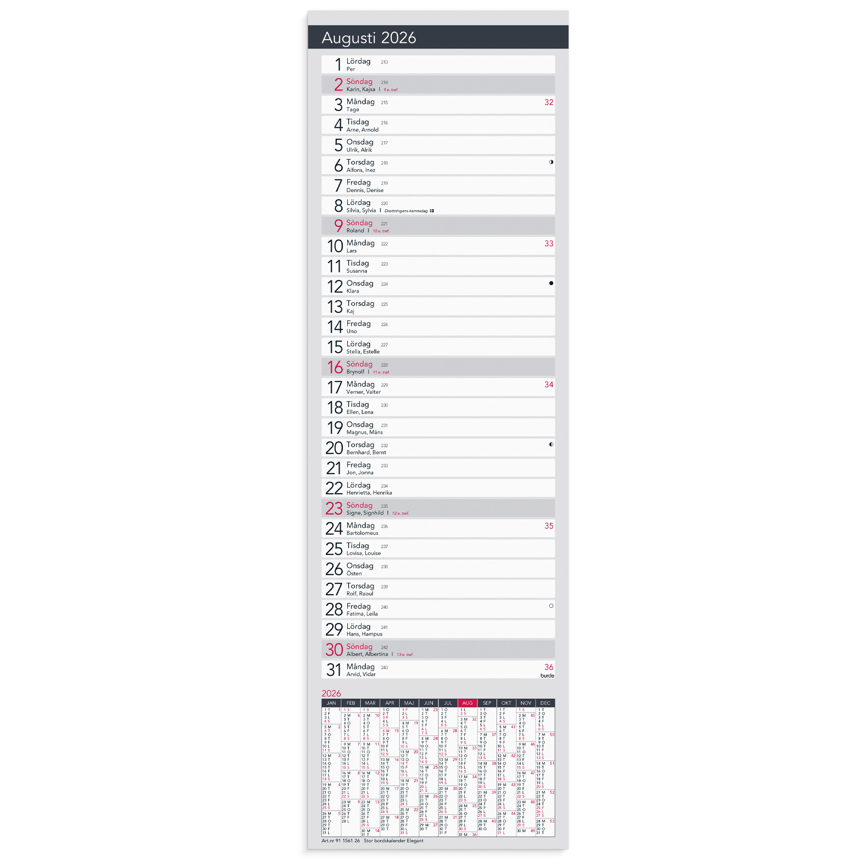 Stor Bordskalender Elegant 26