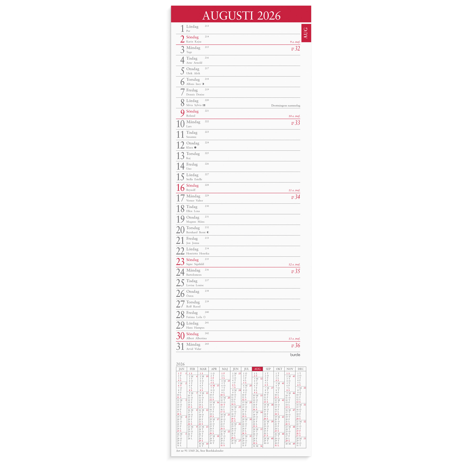Stor Bordskalender 2026