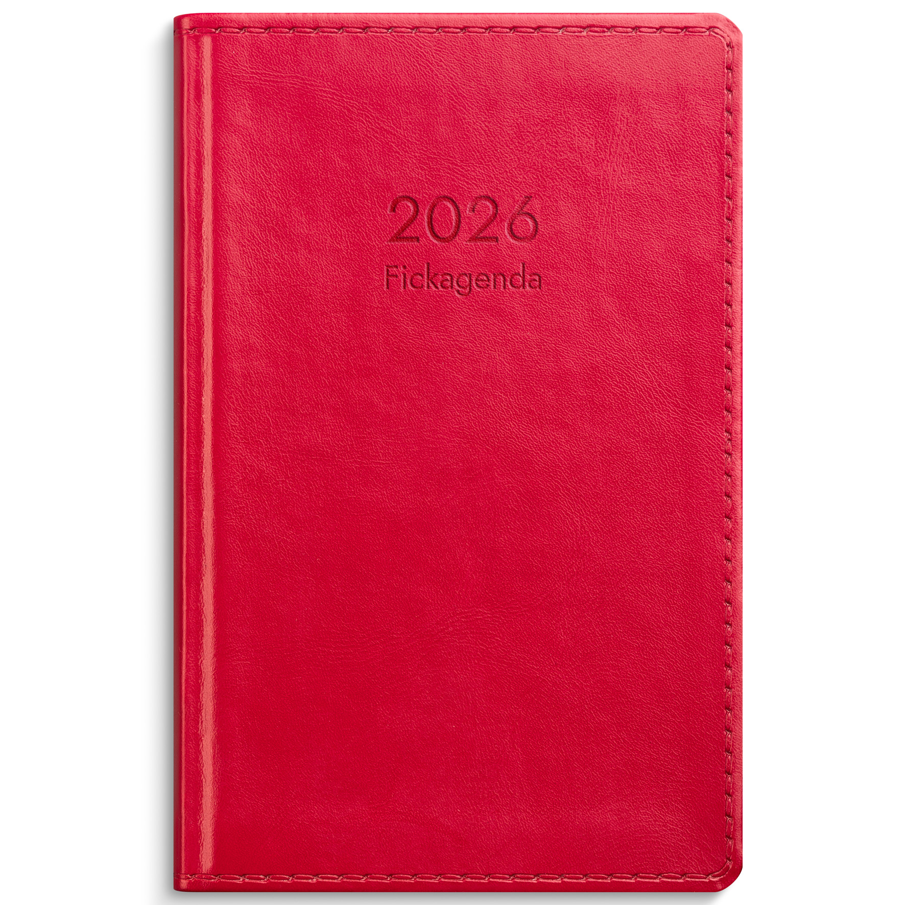 Fickagenda 2026 röd konstläder