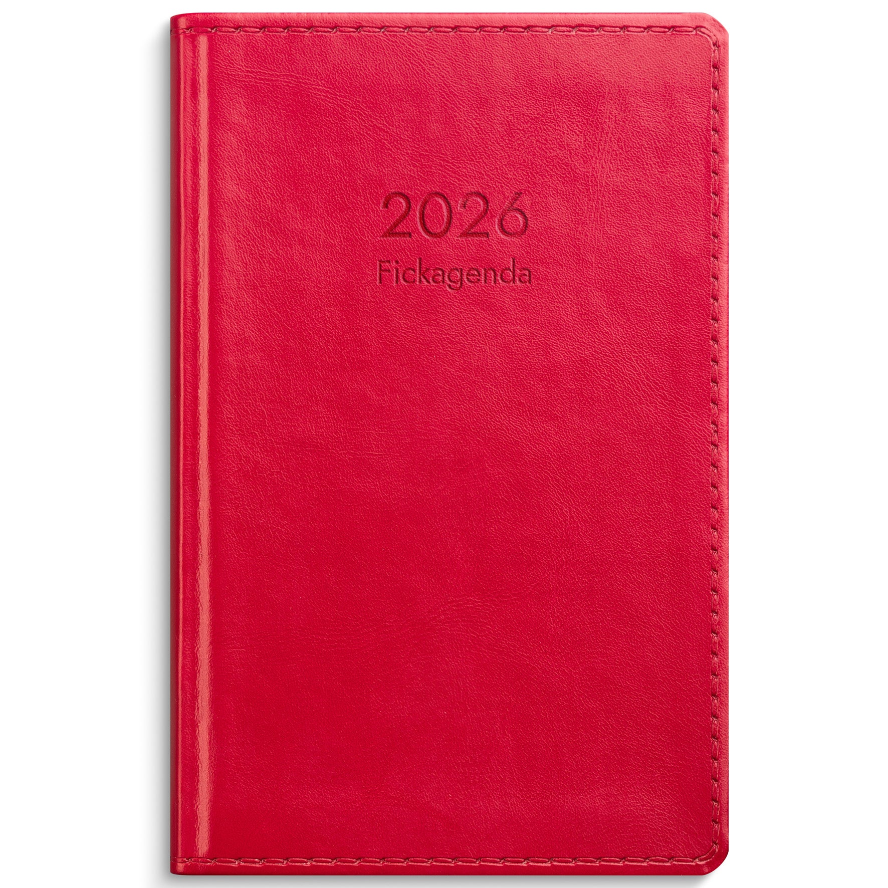 Fickagenda 2026 röd konstläder