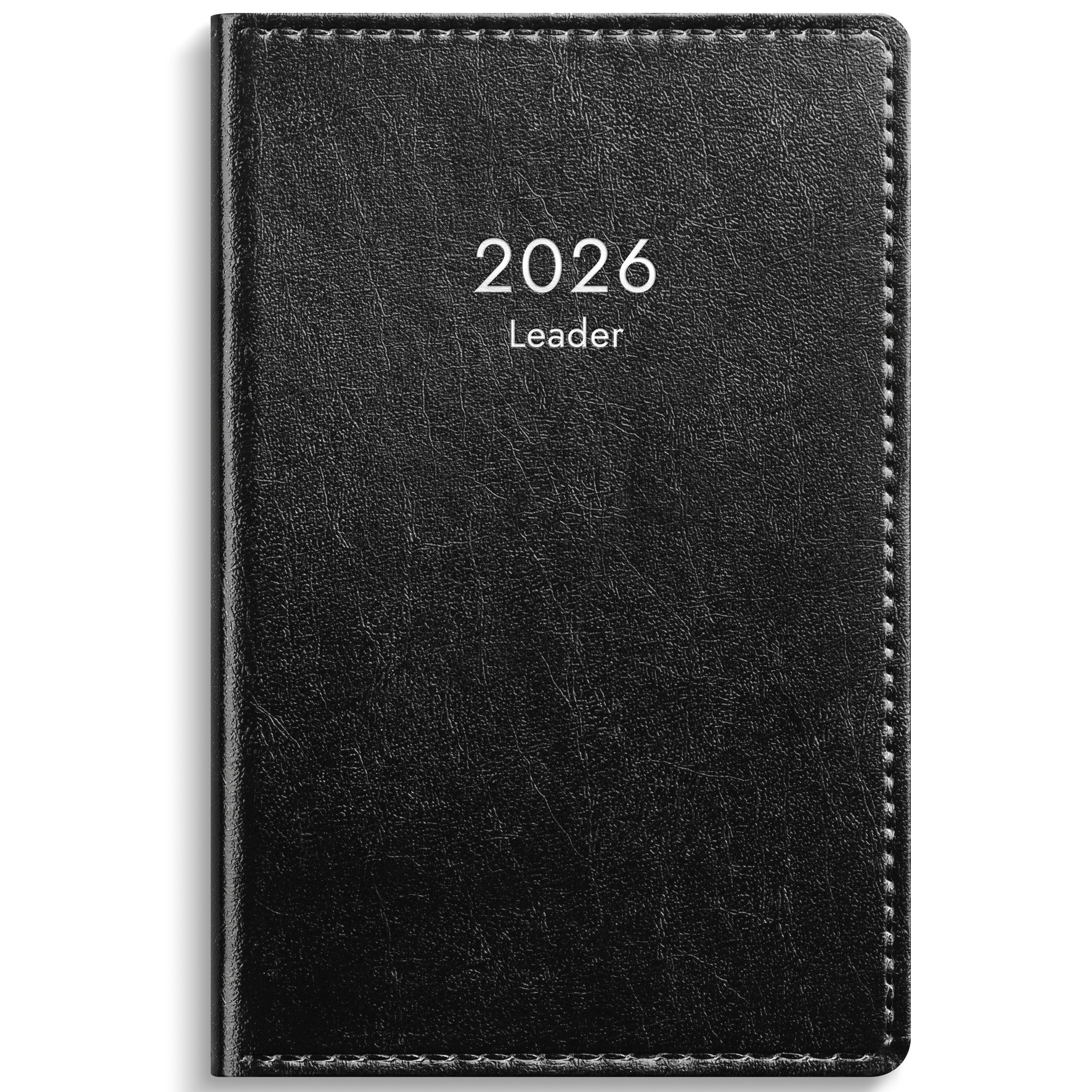 Leader 2026 svart konstläder inbunden