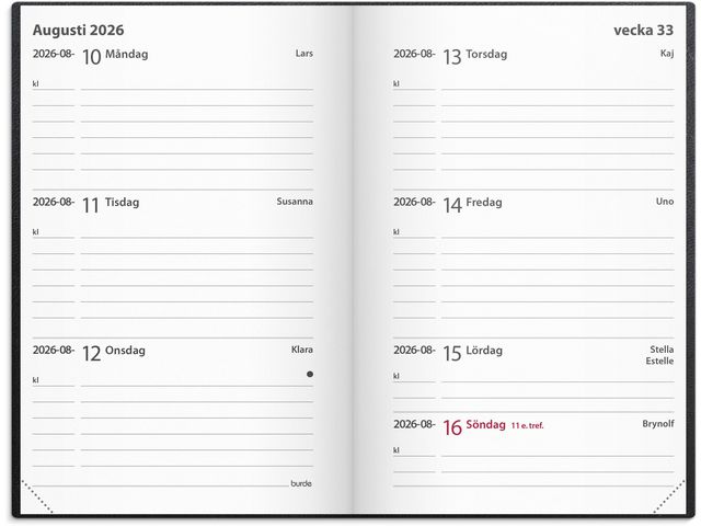 Kalender Leader 2026 konstläder svart