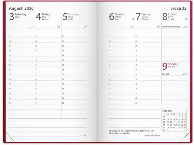 Kalender Prestige 2026 konstläder röd