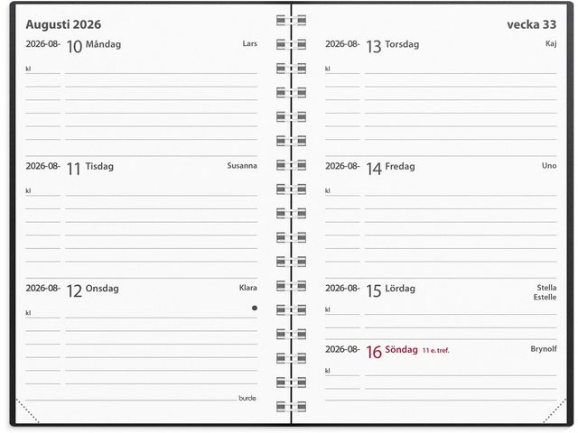 Kalender Leader 2026 plast svart