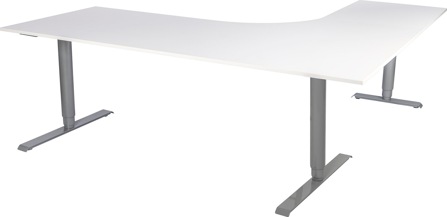 Skrivbord manuellt 200x120 cm 2-pelarstativ inkl. bordsskiva Vit Lanab