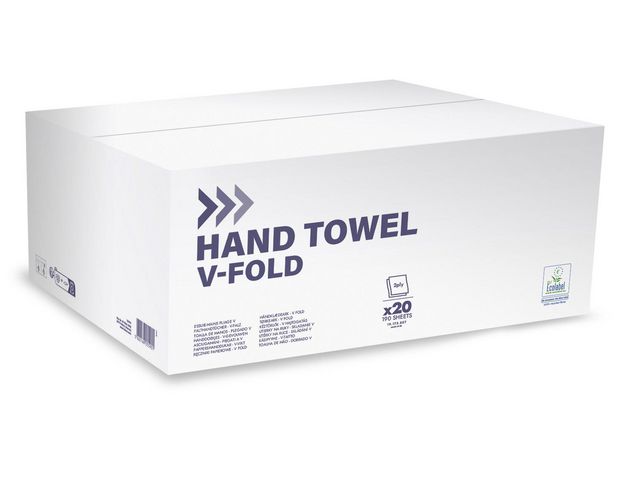 Handduk ARWS 2-lags V-vikt vit 3800/fp