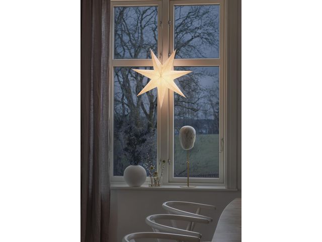 Pappersstjärna 60cm vit broderat mönster