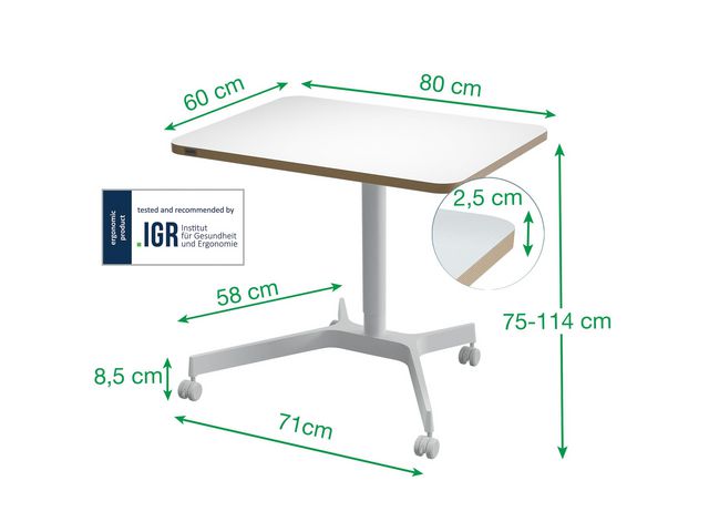 Skrivbord manuellt höj- och sänkbart Ergo