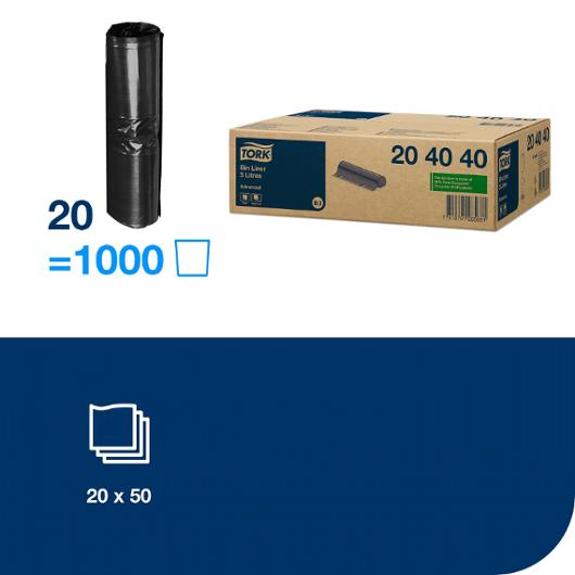 Insatspåse TORK B3 5L svart 50/rl