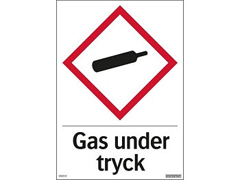 Skylt Gas under tryck 210x297mm