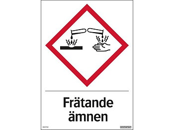 Skylt Frätande ämnen 210x297mm