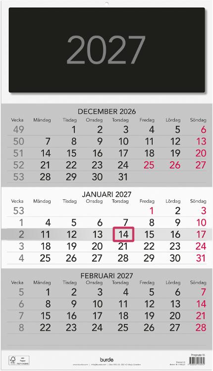 Väggkalender Triplaner Elegant 2027