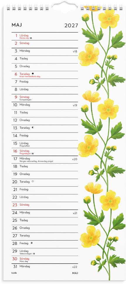 Väggkalender Lilla Blomsterkal 2027