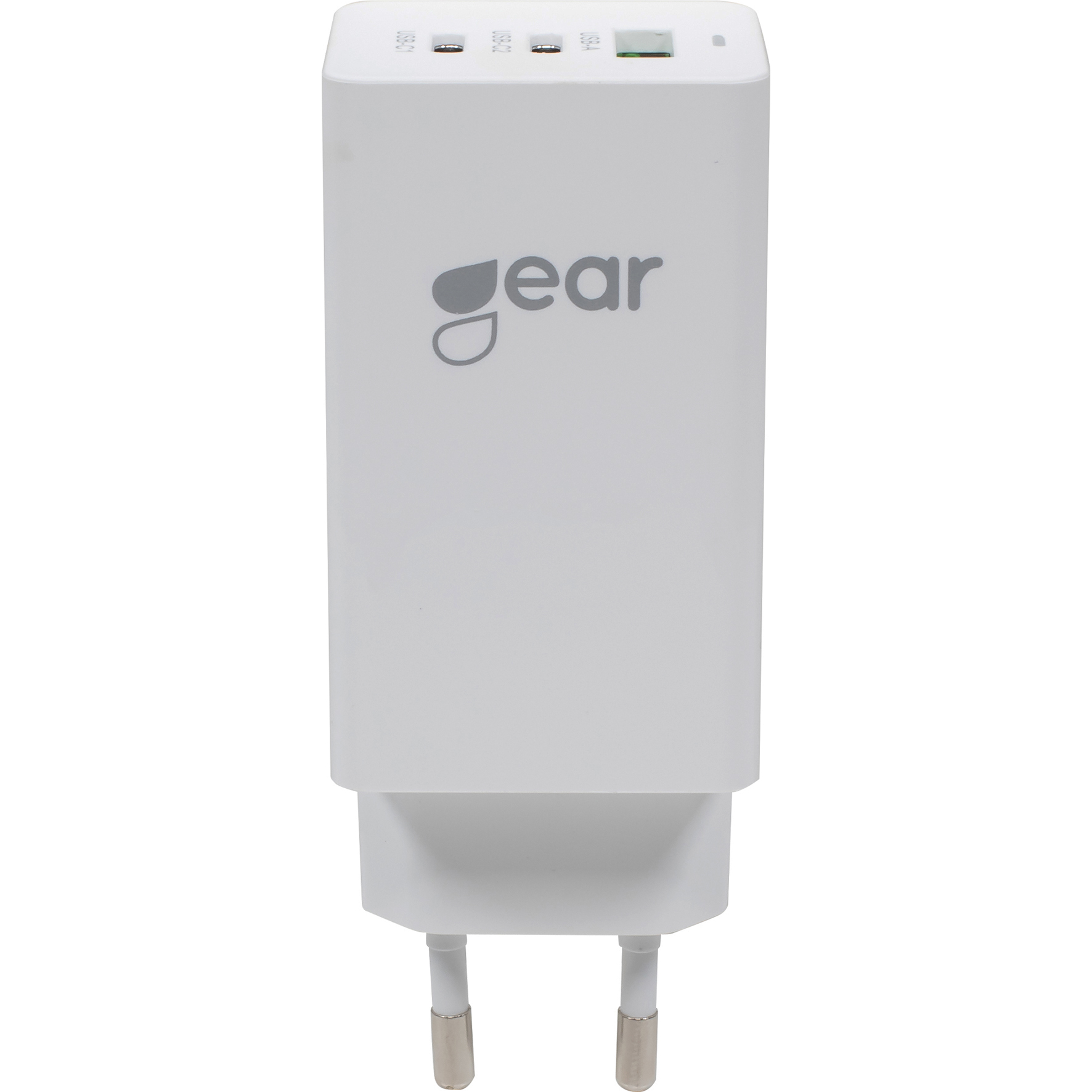 Laddare GAN 220V 2xUSB-C + 1xUSB-A PD 45W + 18W + 3A Vit Gear
