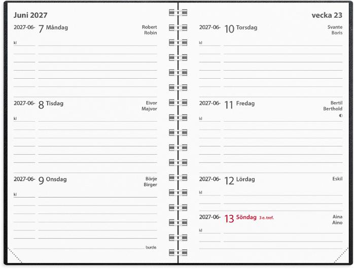 Kalender Leader 2027 plast svart