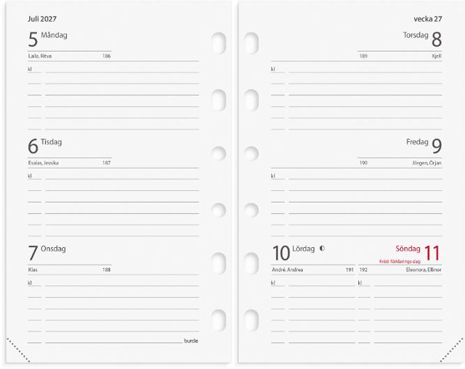 Compact Systemkalender 2027 skinn svart