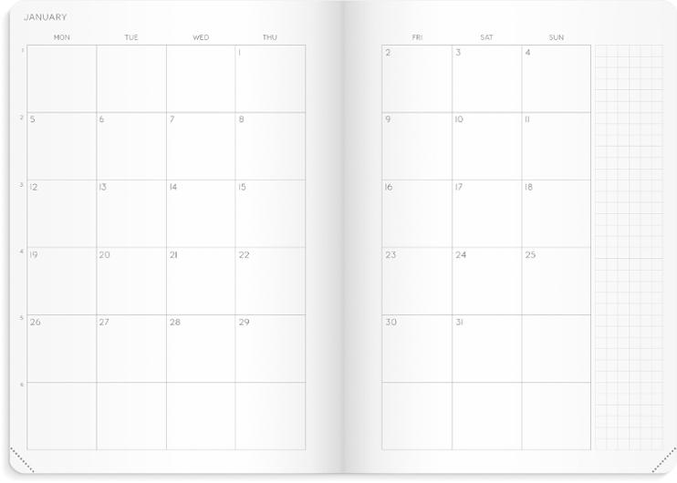 Calendar Masume 2027 engelsk text