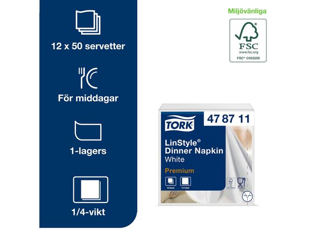 Servett Tork Linstyle Vit 50st