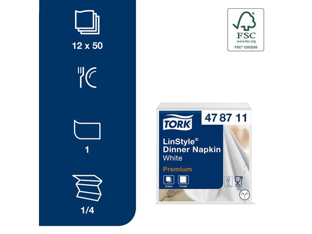 Servett Tork Linstyle Vit 50st