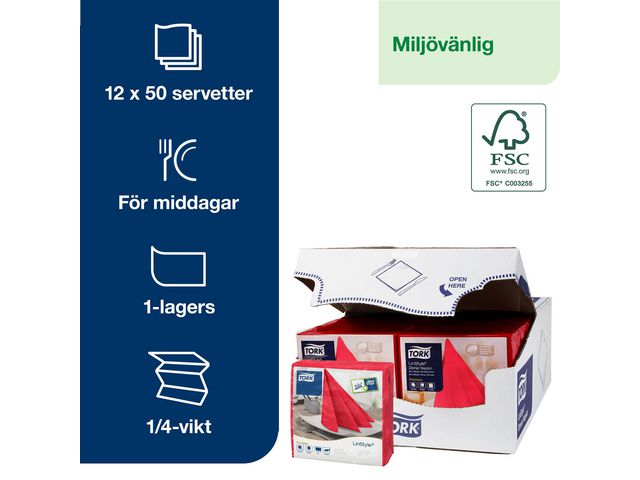 Servett Tork Linstyle Röd