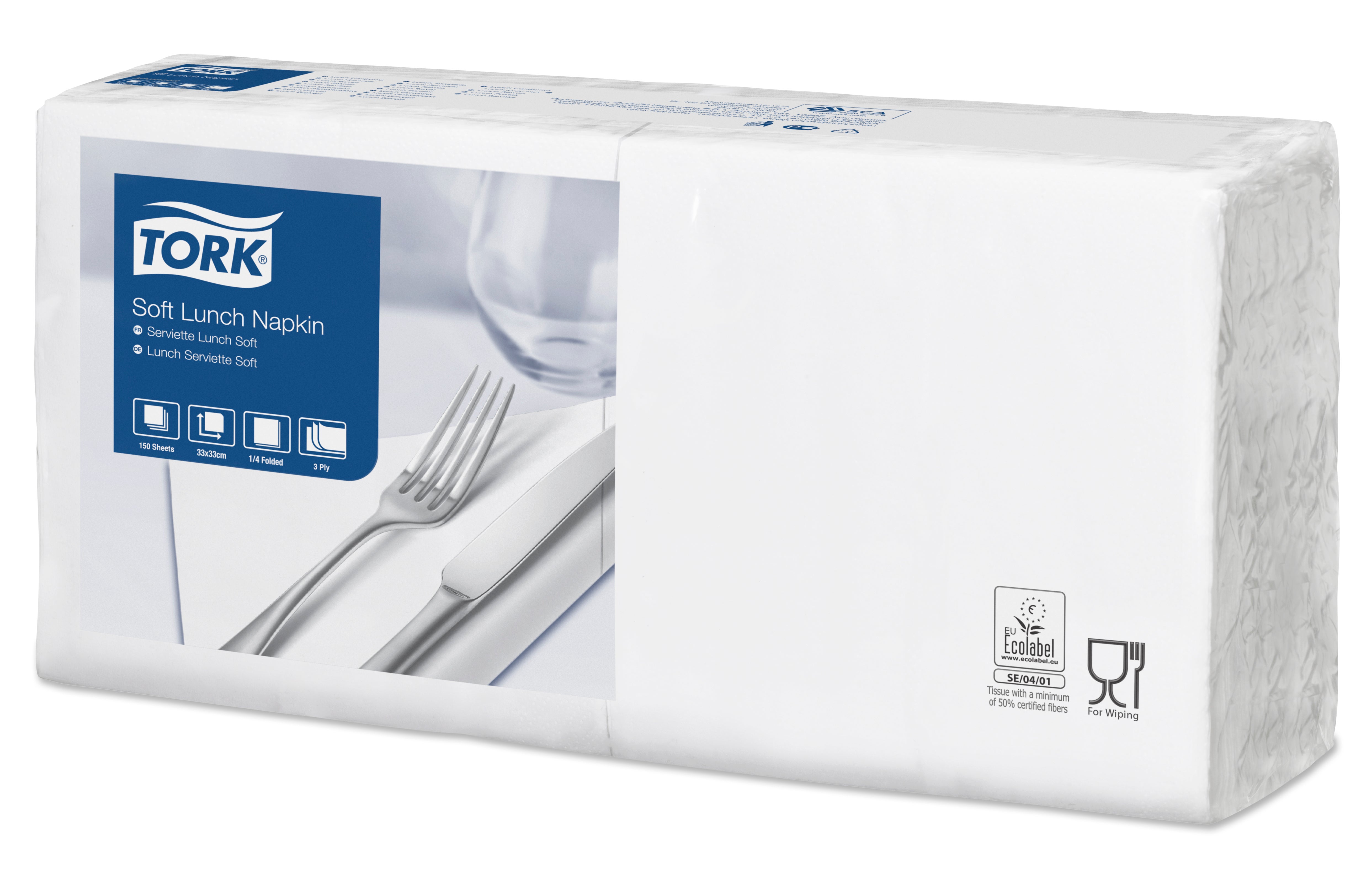 Lunchservett Tork Mjuk 3-lager 150-pack vit
