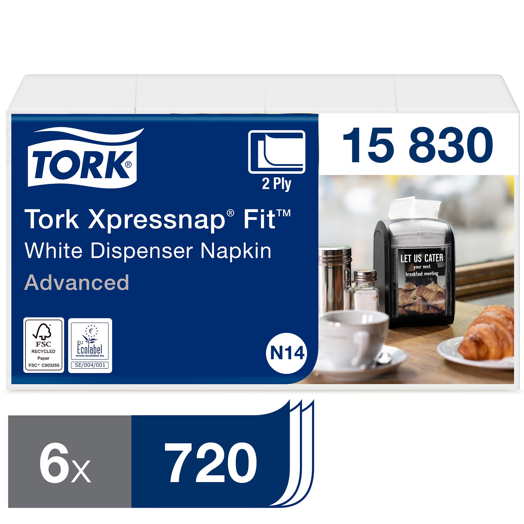 Dispenserservett Tork Xpressnap Fit® N14 4320/kartong vit