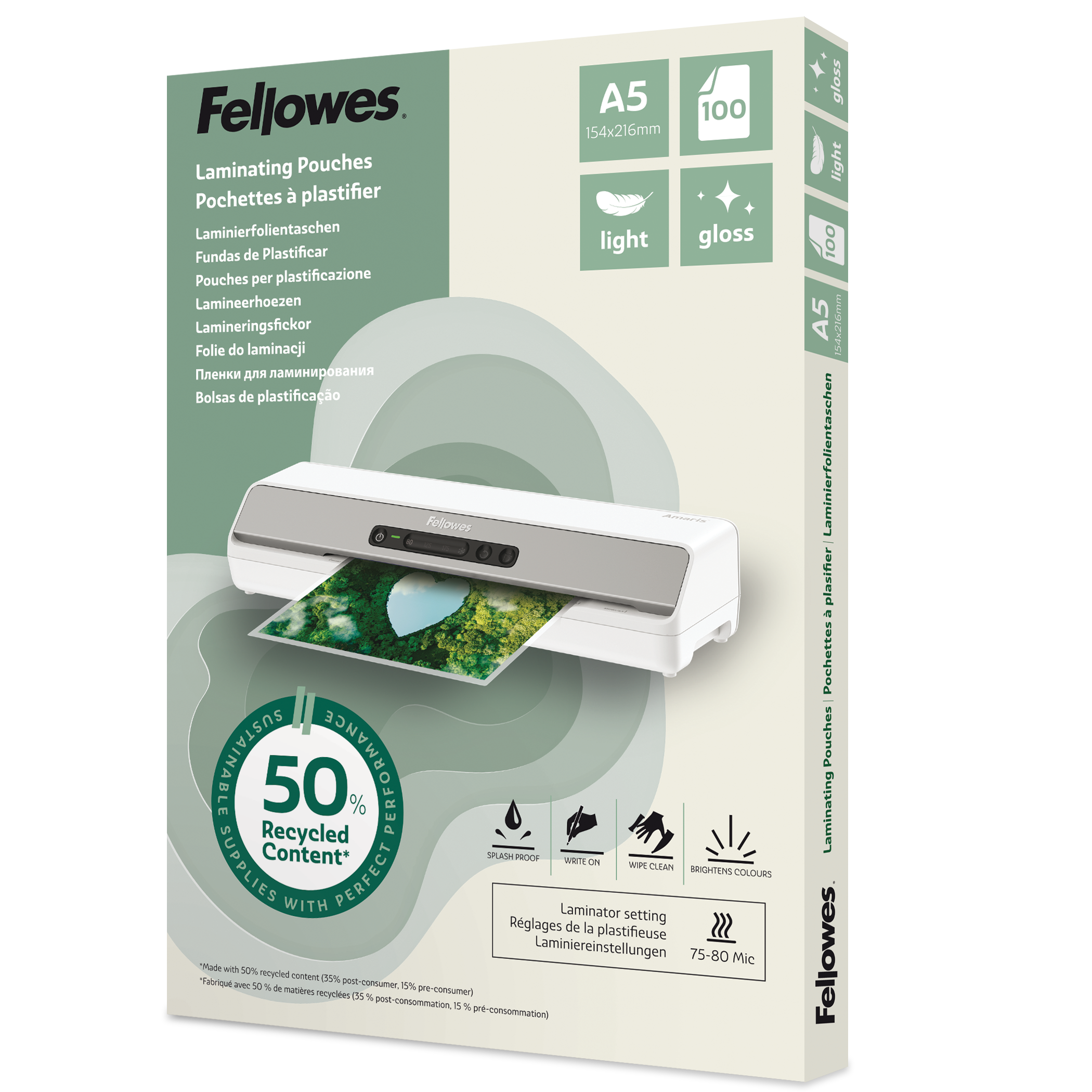 Lamineringsfickor Recycled A5 blank 100-pack