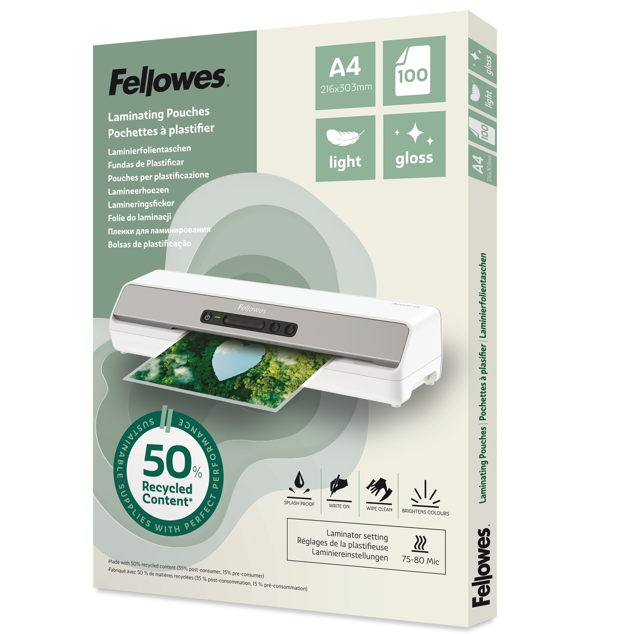 Lamineringsfickor Recycled A4 blank 100-pack