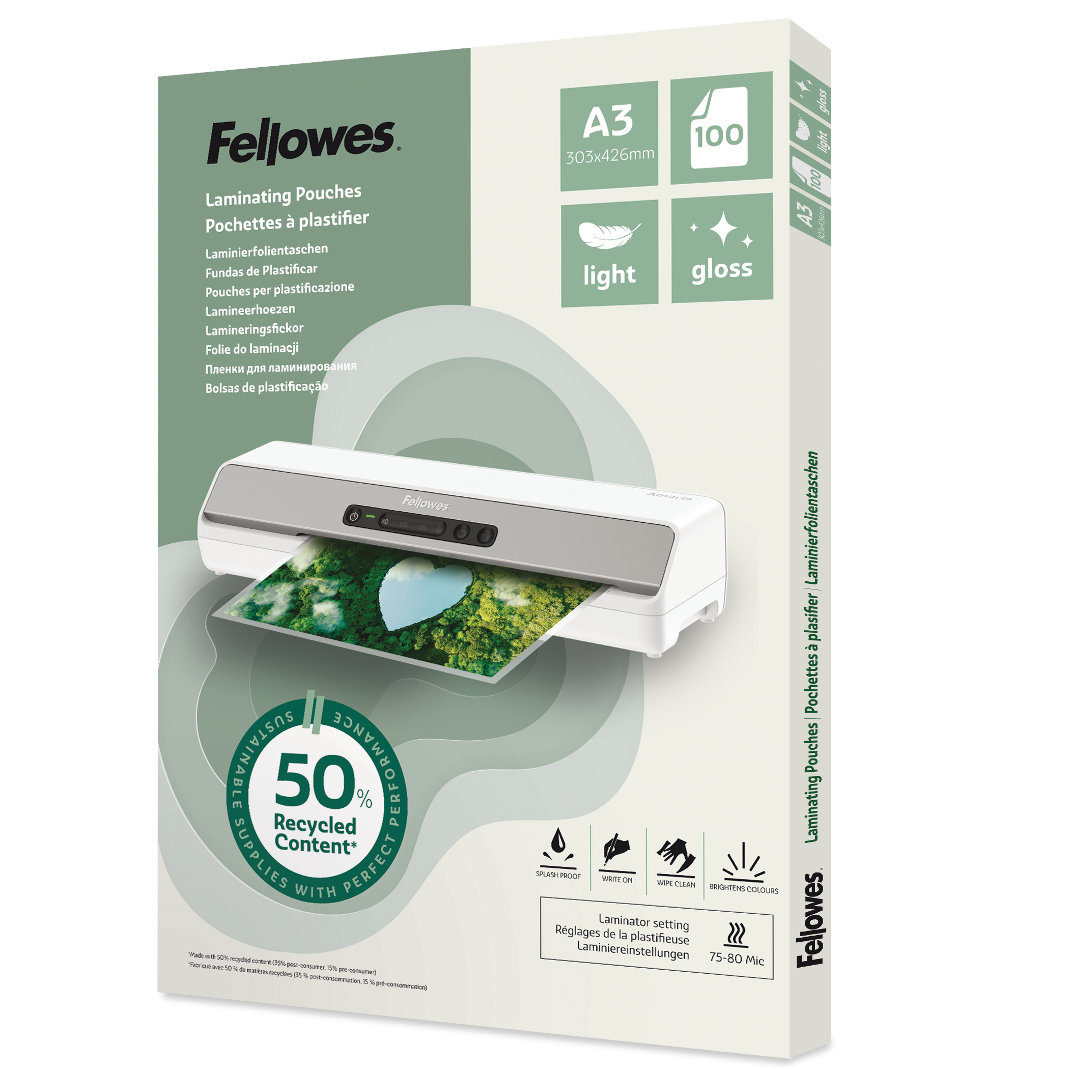 Lamineringsfickor Recycled A3 blank 100-pack