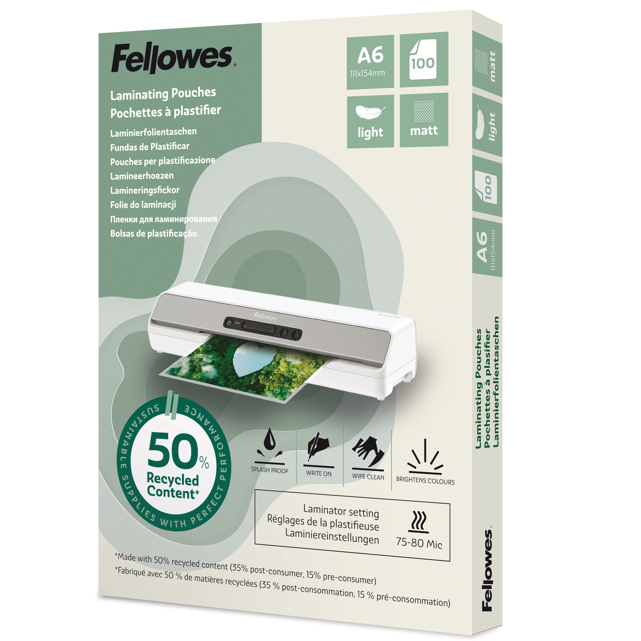Lamineringsfickor Recycled A6 matt 100-pack