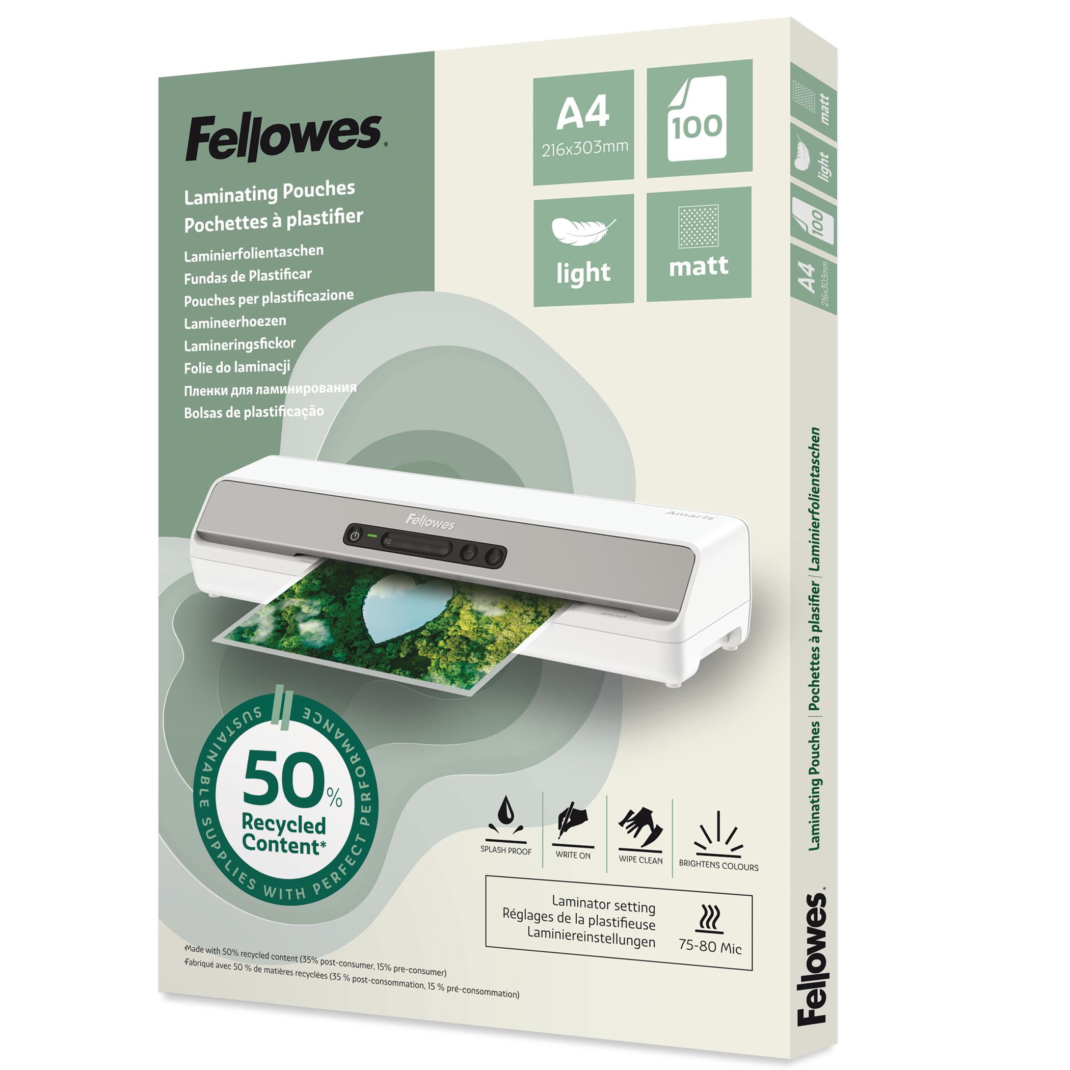 Lamineringsfickor Recycled A4 matt 100-pack