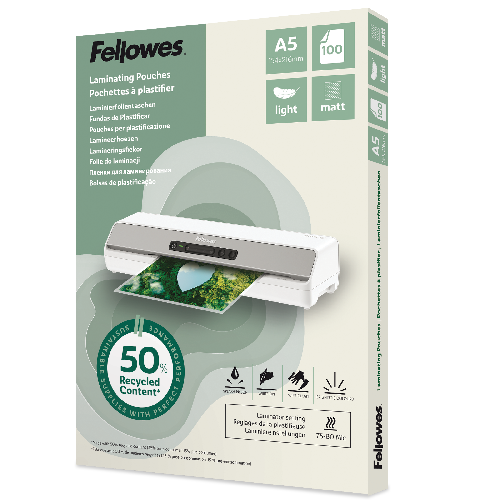 Lamineringsfickor Recycled A5 matt 100-pack
