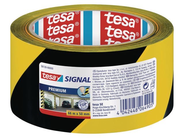 Varningstejp gul/sva 50mmx66m