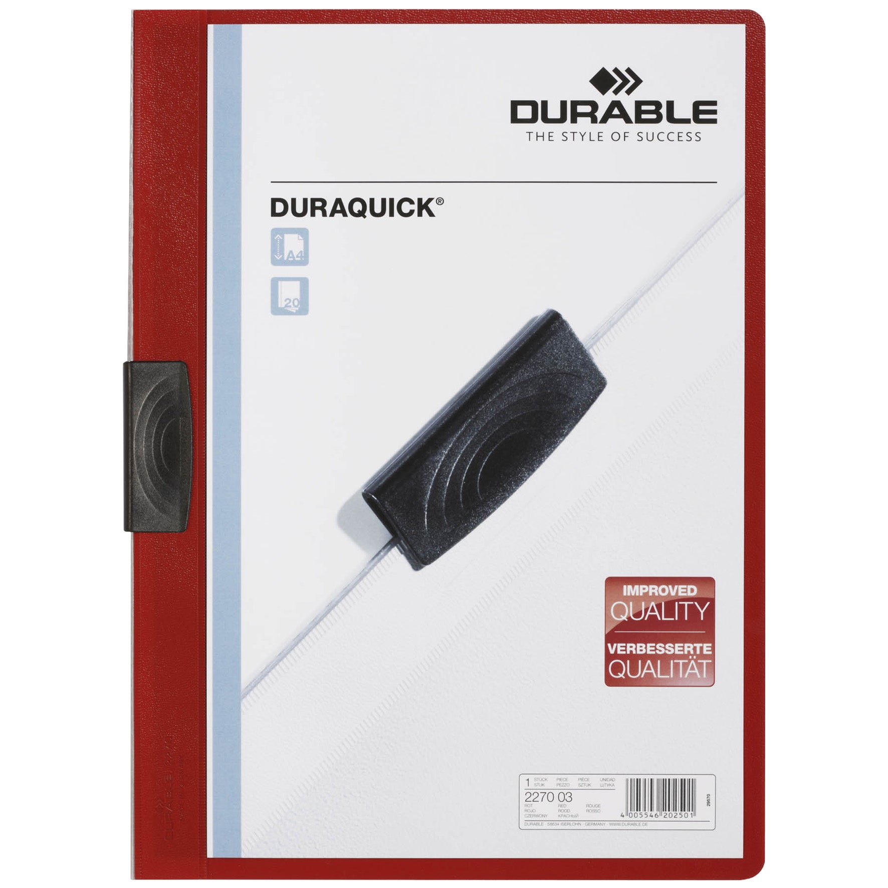 Klämmapp Duraquick A4 röd