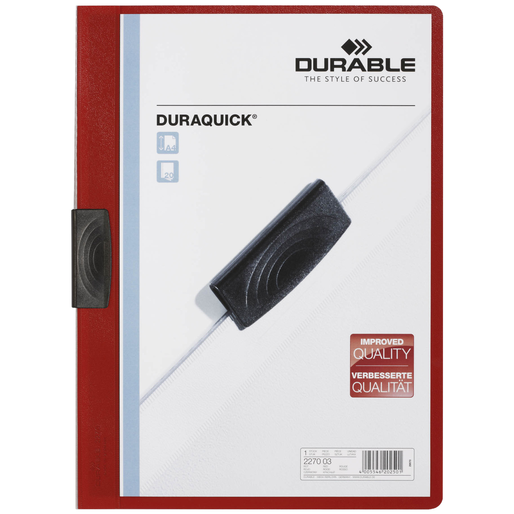 Klämmapp Duraquick A4 röd