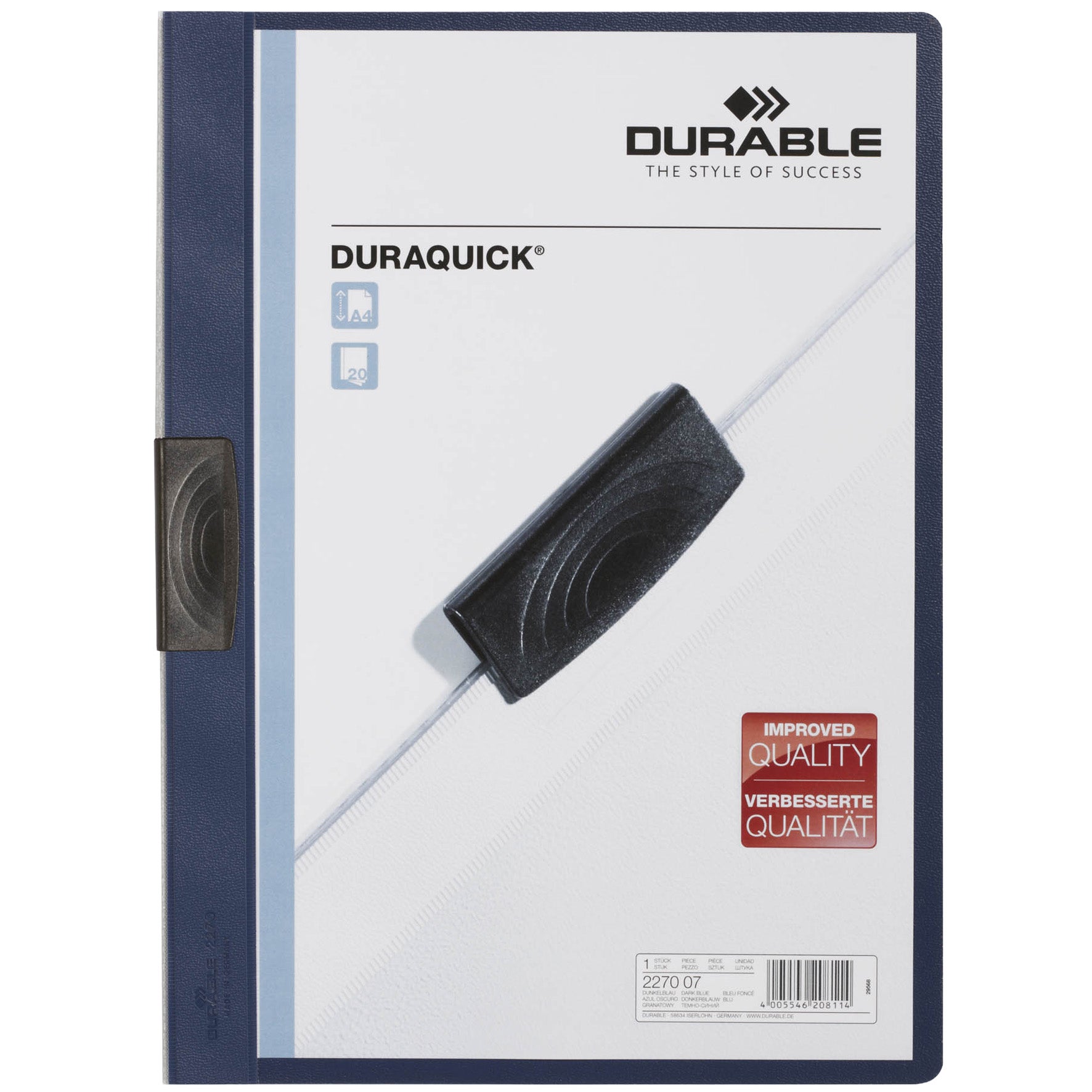 Klämmapp Duraquick A4 blå