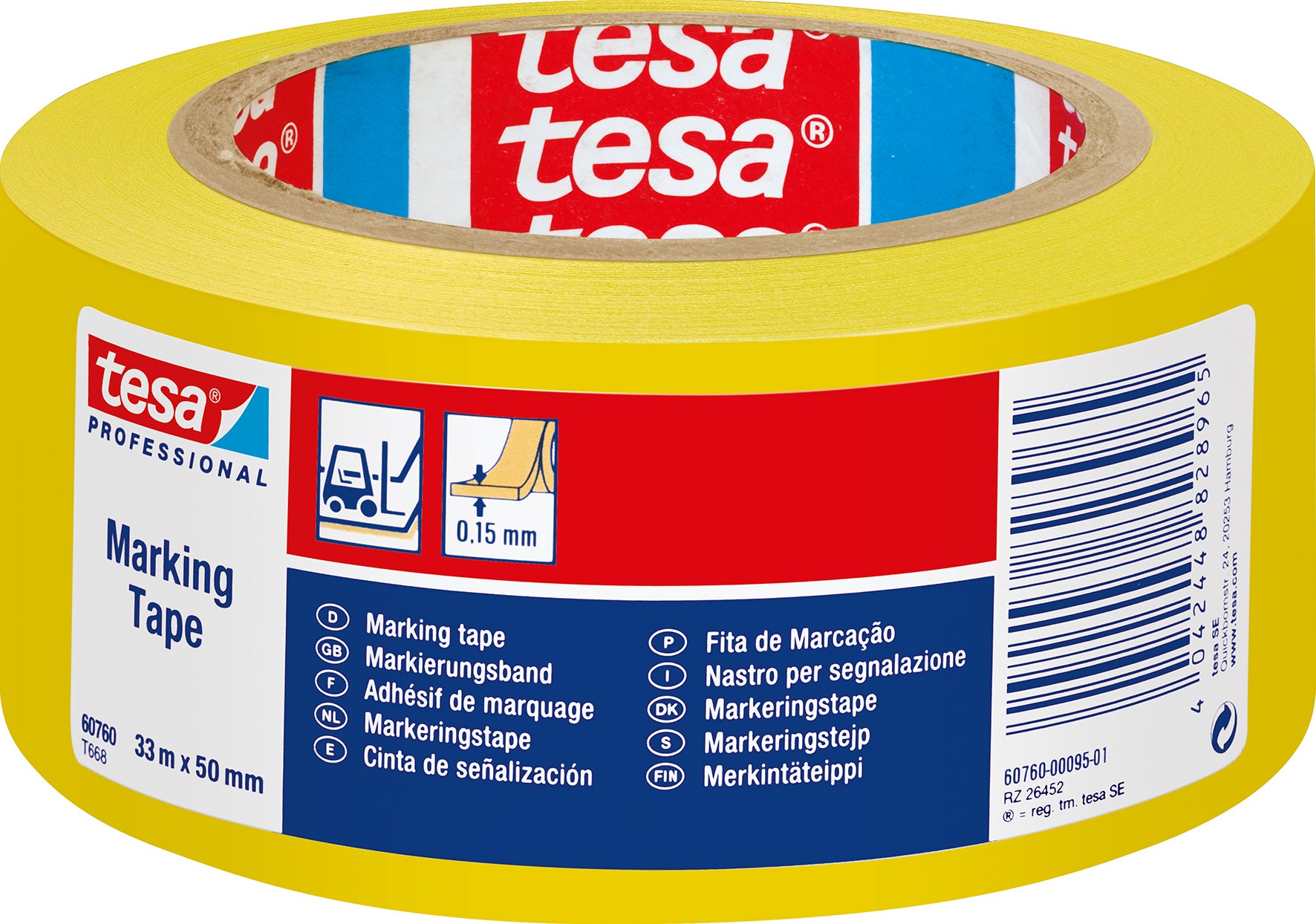 Markeringstejp golv 50mmx33m gul Tesa