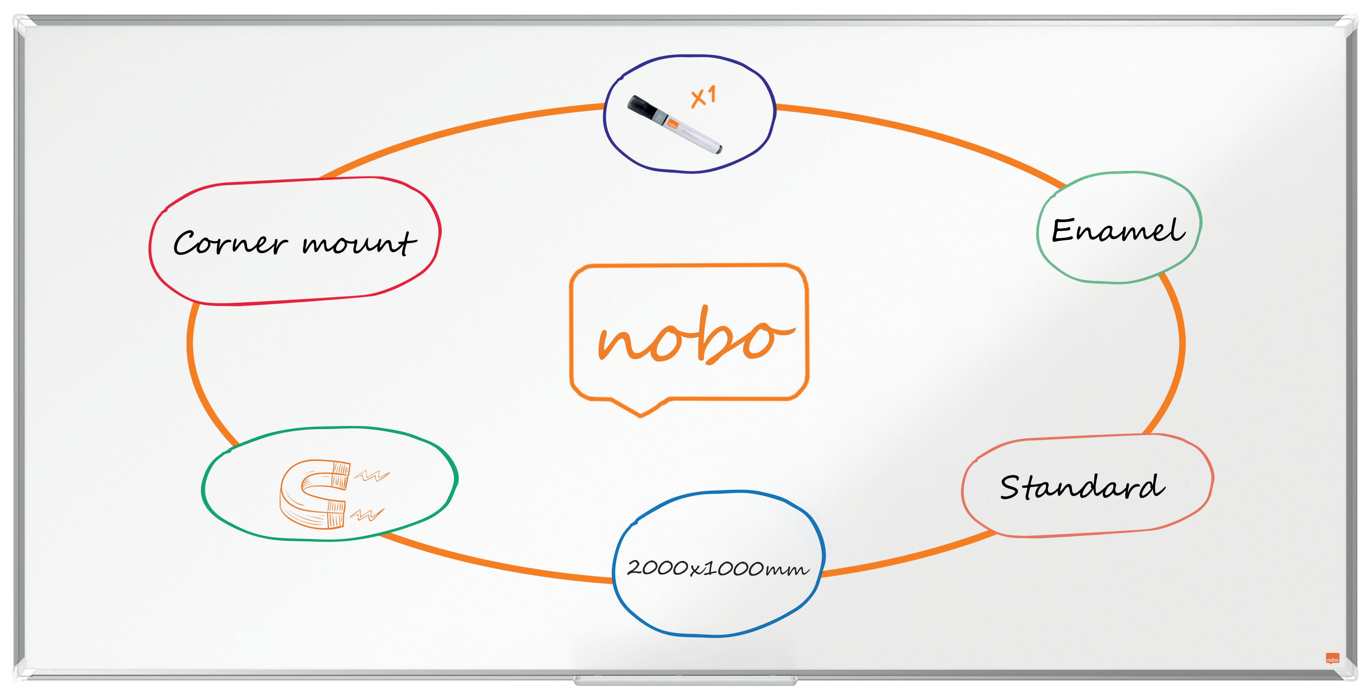 Whiteboard Premium Plus Emalj 2000 x 1000 mm