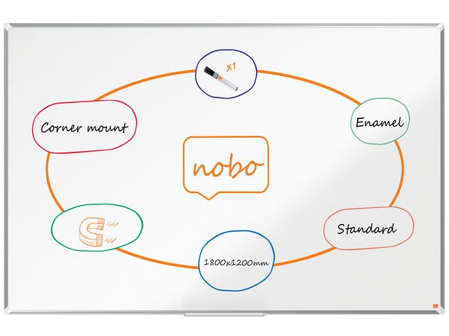 Whiteboard Premium Plus Emalj 1800 x 1200 mm