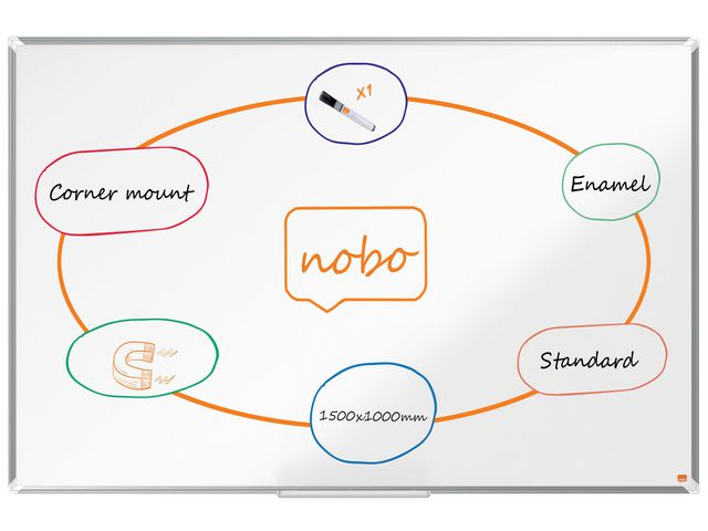 Whiteboard Premium Plus Emalj 1500 x 1000 mm