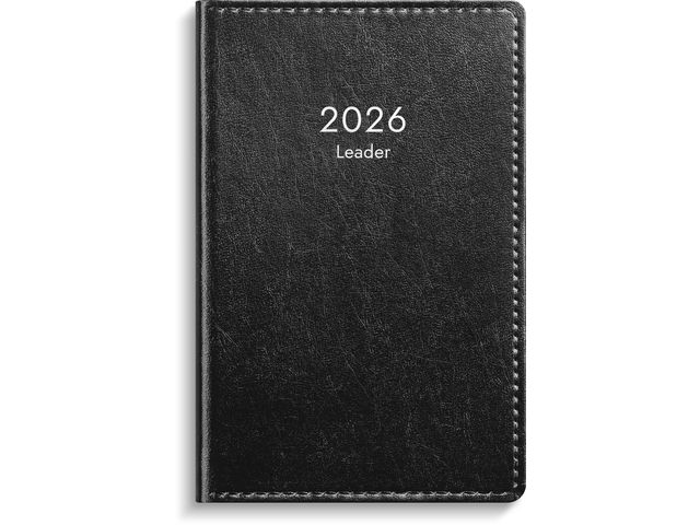 Kalender Leader 2026 konstläder svart