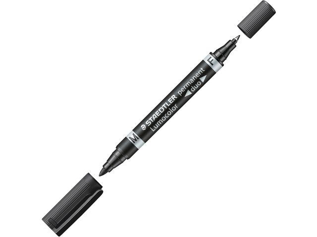 Märkpenna LUMOCOLOR DUO perm. F M svart